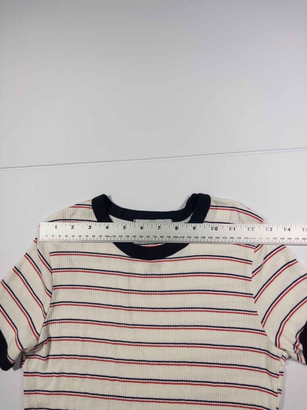 Striped Ringer Baby Tee Y2K Fitted Ribbed T-Shirt Retro Casual Top - Picture 6 of 10